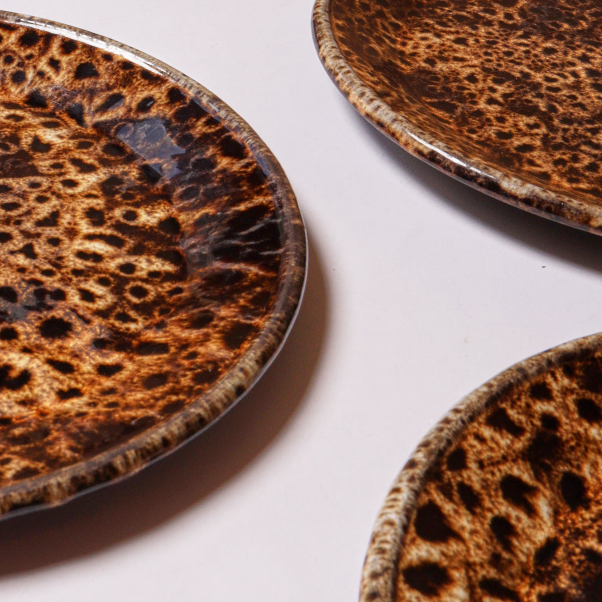 Vintage 1970's Foster's Pottery Honeycomb Drip Glaze Dinner Plate