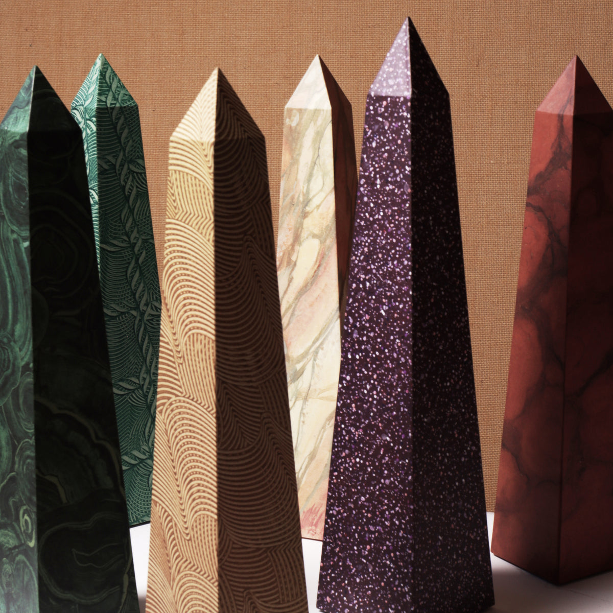 15" Obelisk - Green Paste Paper
