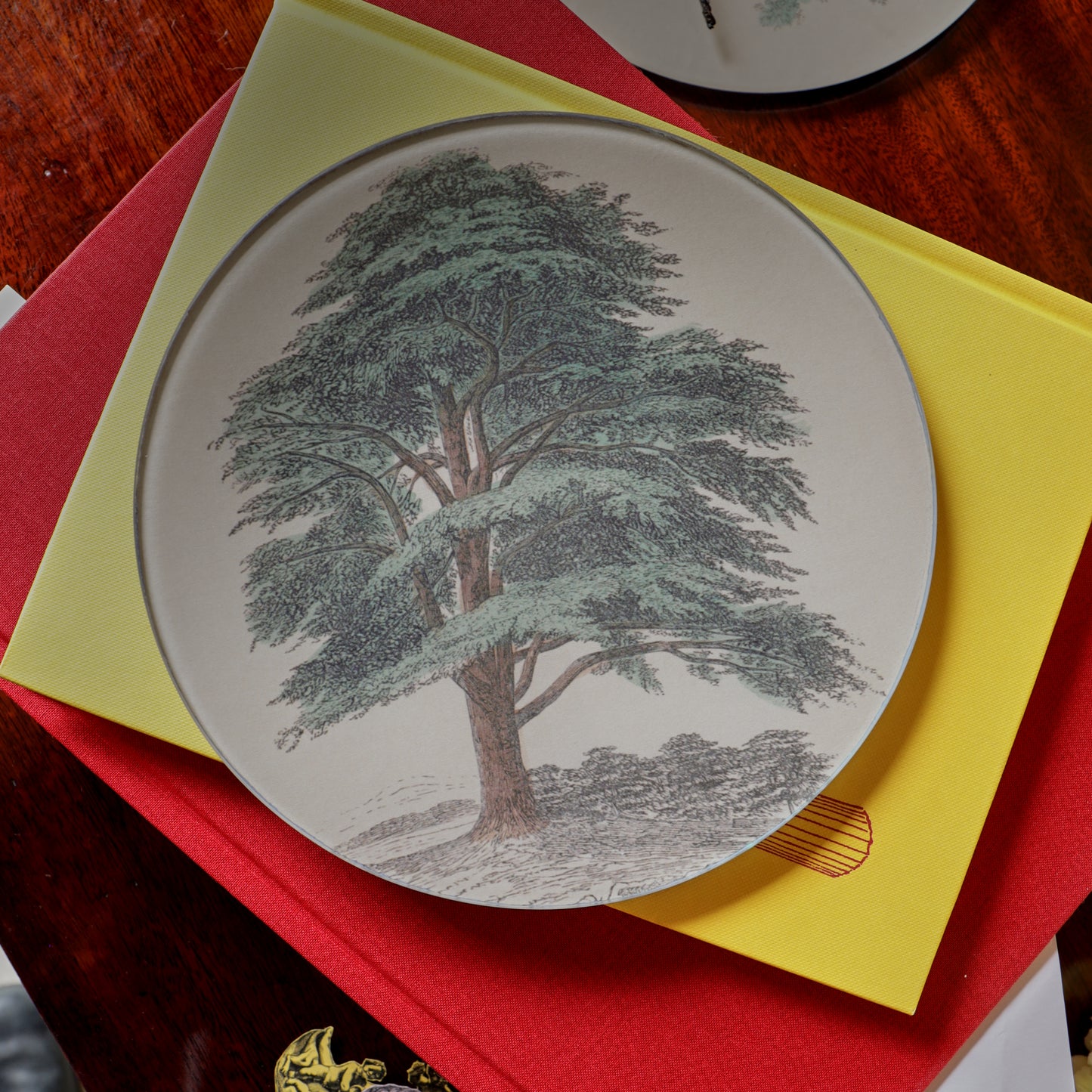 7" Round Chestnut Tree Decoupage Tray
