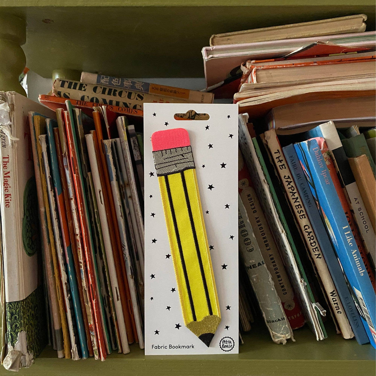 Embroidered Fabric Bookmark – Classic Yellow Pencil Design
