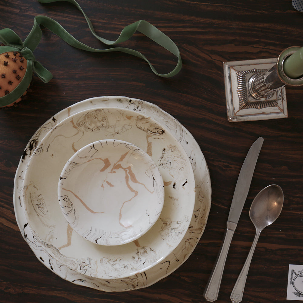 Cream Swirl Earthenware - Round Dinner Plate