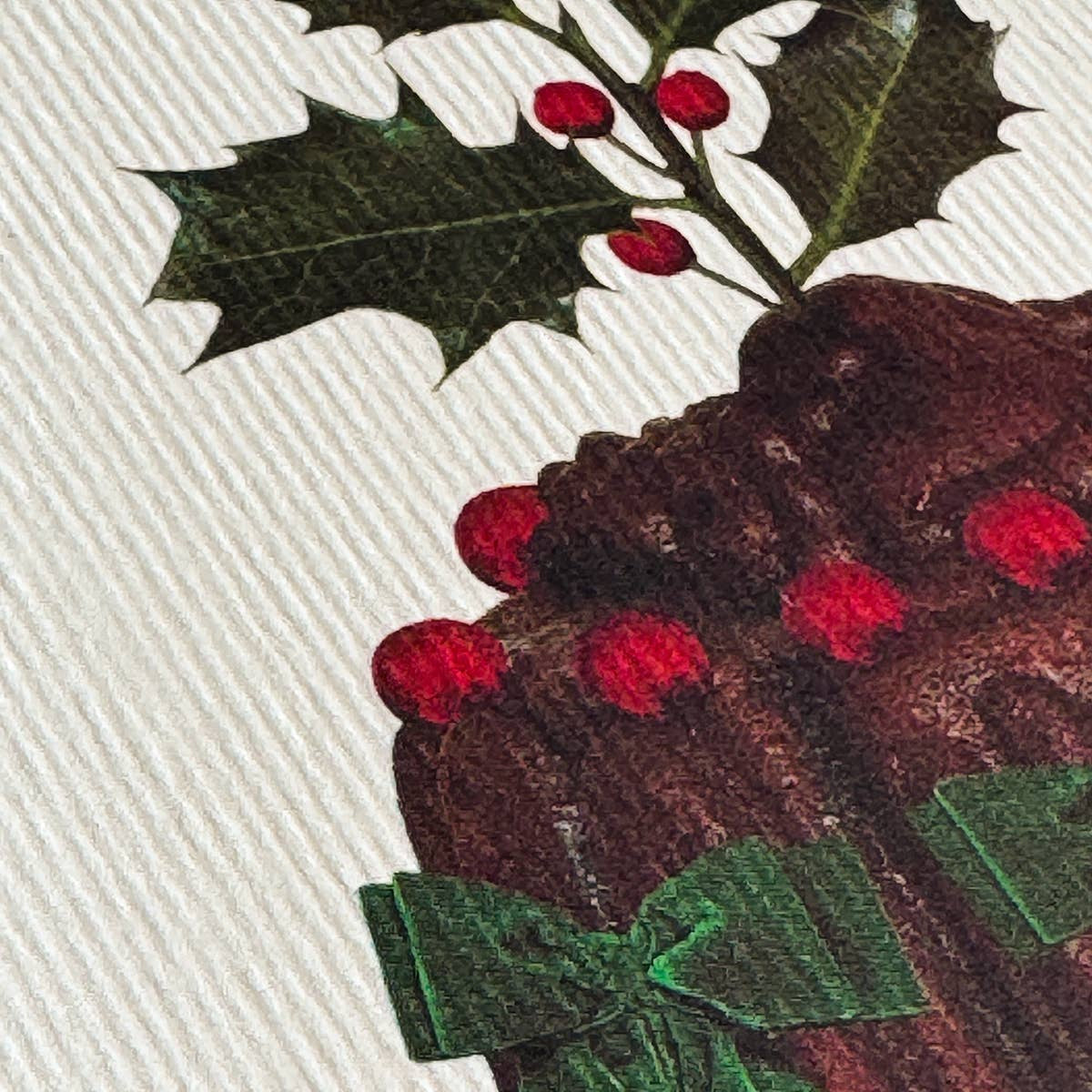 Plum Pudding Green Bows Greeting Card