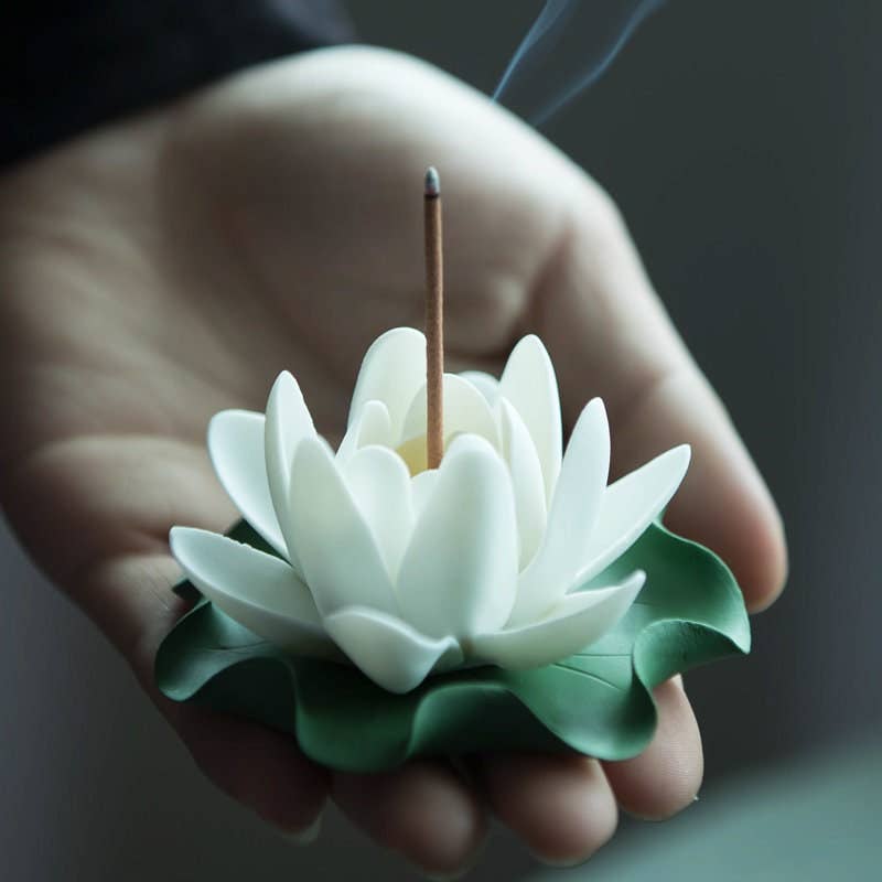 Handmade White Lotus Incense Holder