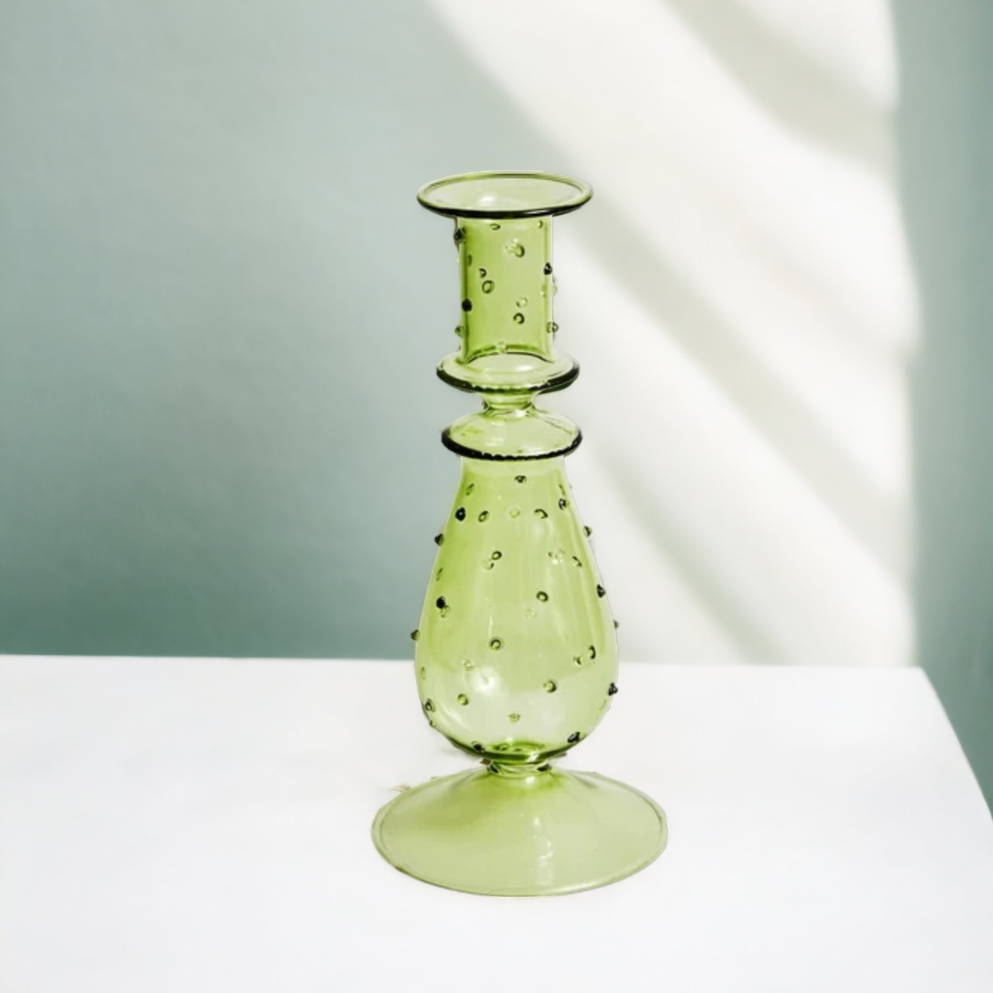 Glass Candlestick: Blue
