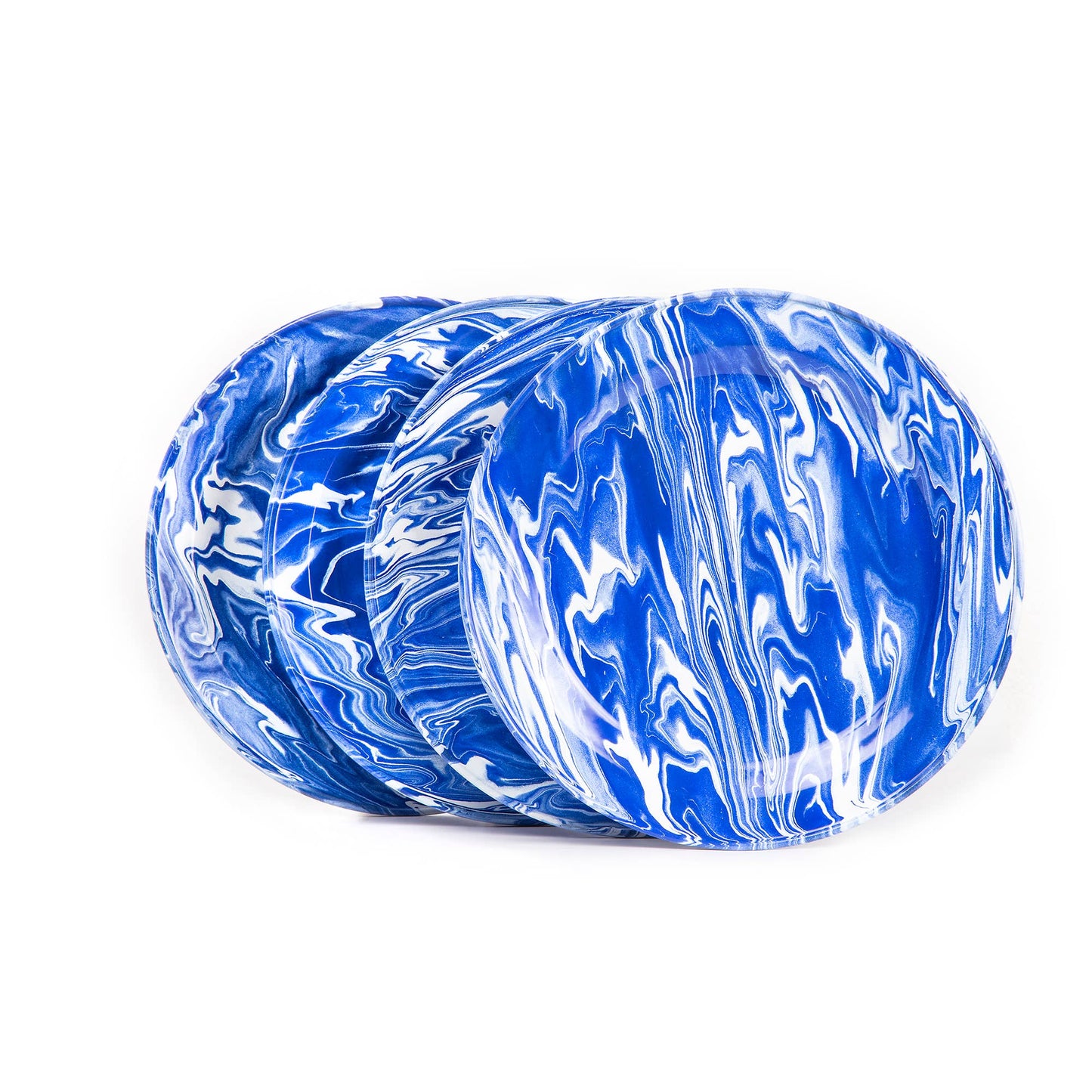 Hand Marbled 16 Piece Enamelware Dining Set - Blue