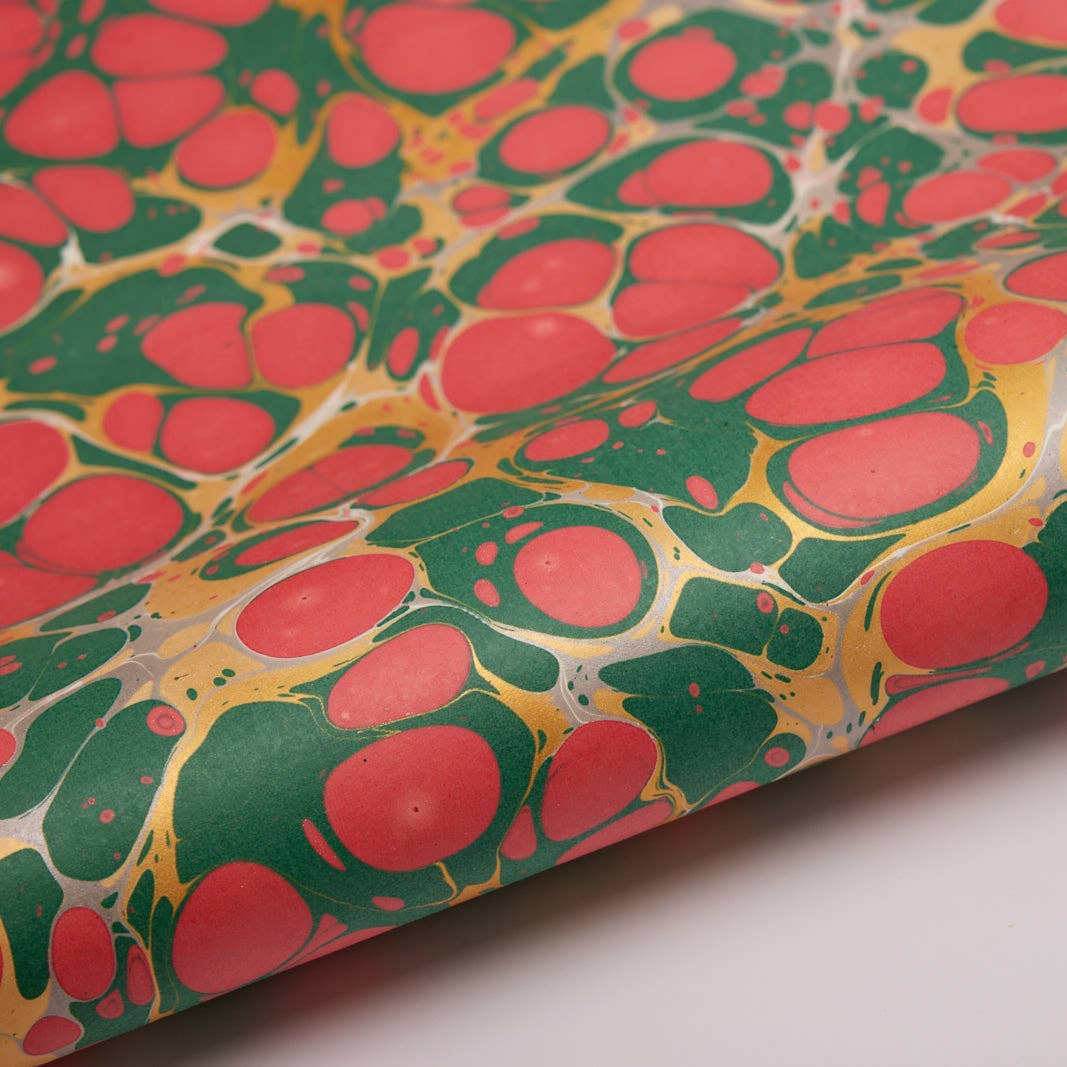 Hand Marbled Wrapping Paper - Stone Festive Mix