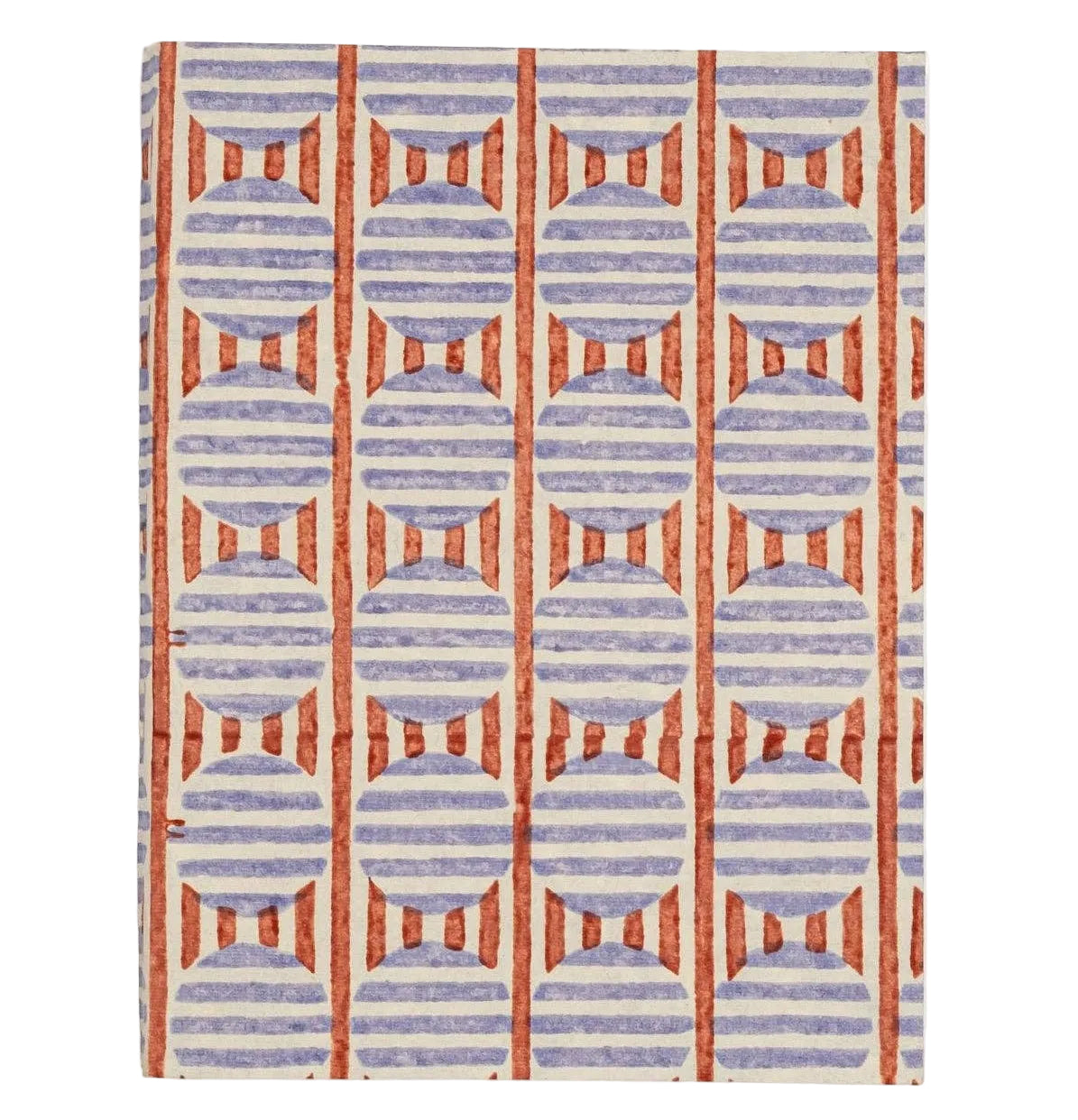 A5 Block Print Notebook - Blue Striped Circles Striped Circles