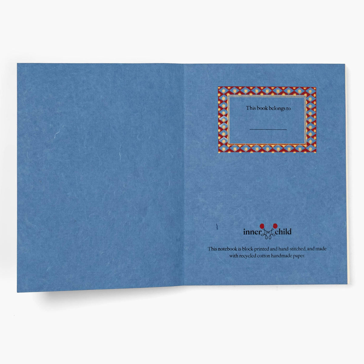 A5 Block Print Notebook - Red & Blue Stripes