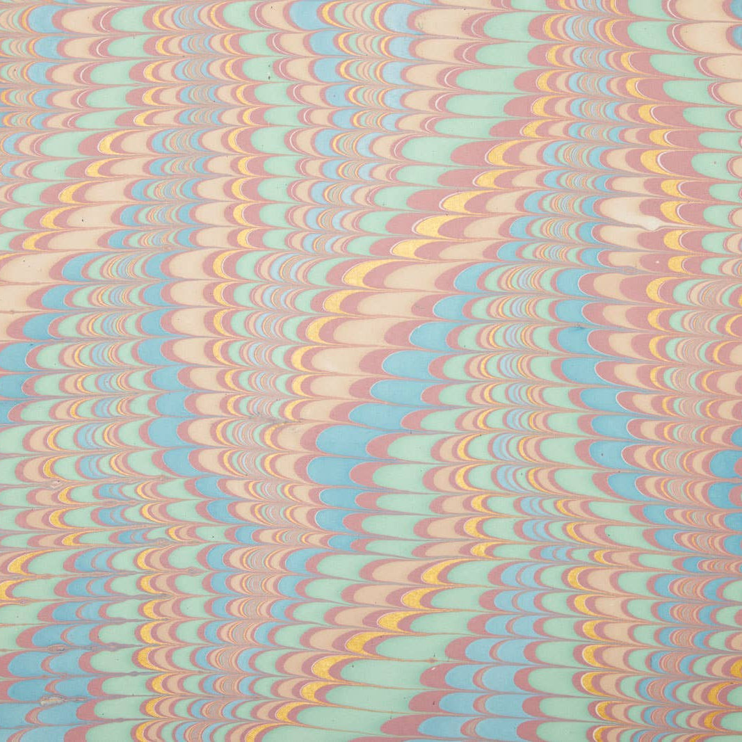 Hand Marbled Wrapping Paper - Scallops Mint Rose