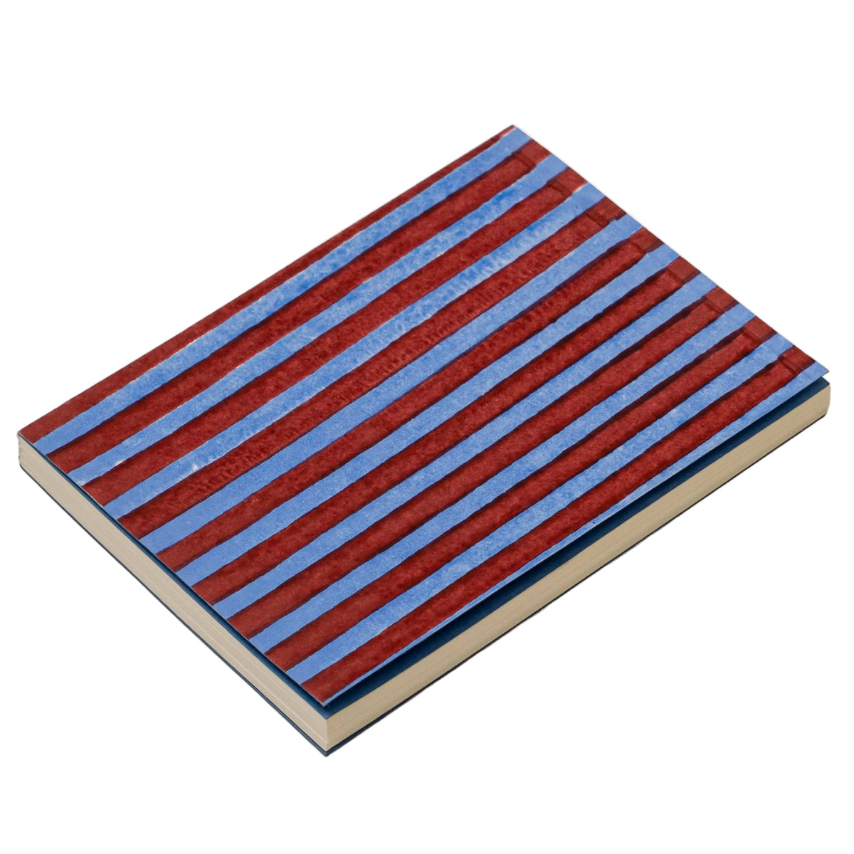 A5 Block Print Notebook - Red & Blue Stripes
