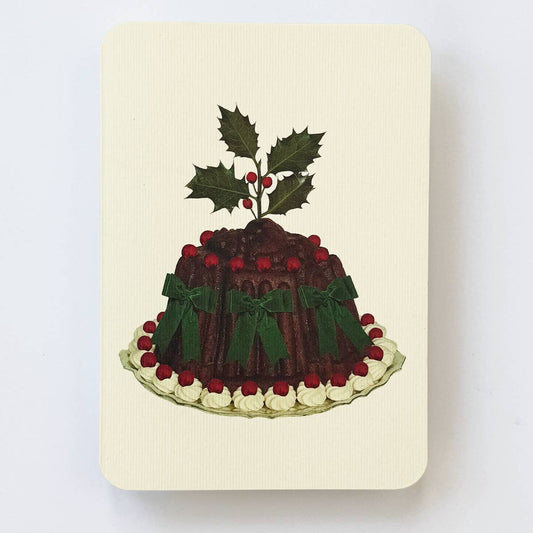 Plum Pudding Green Bows Greeting Card