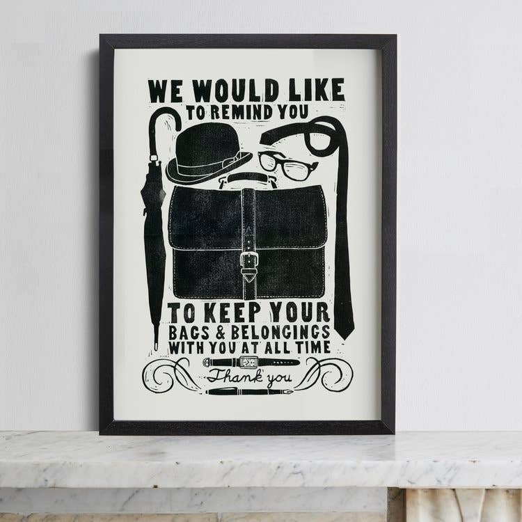 Bags Linocut Print
