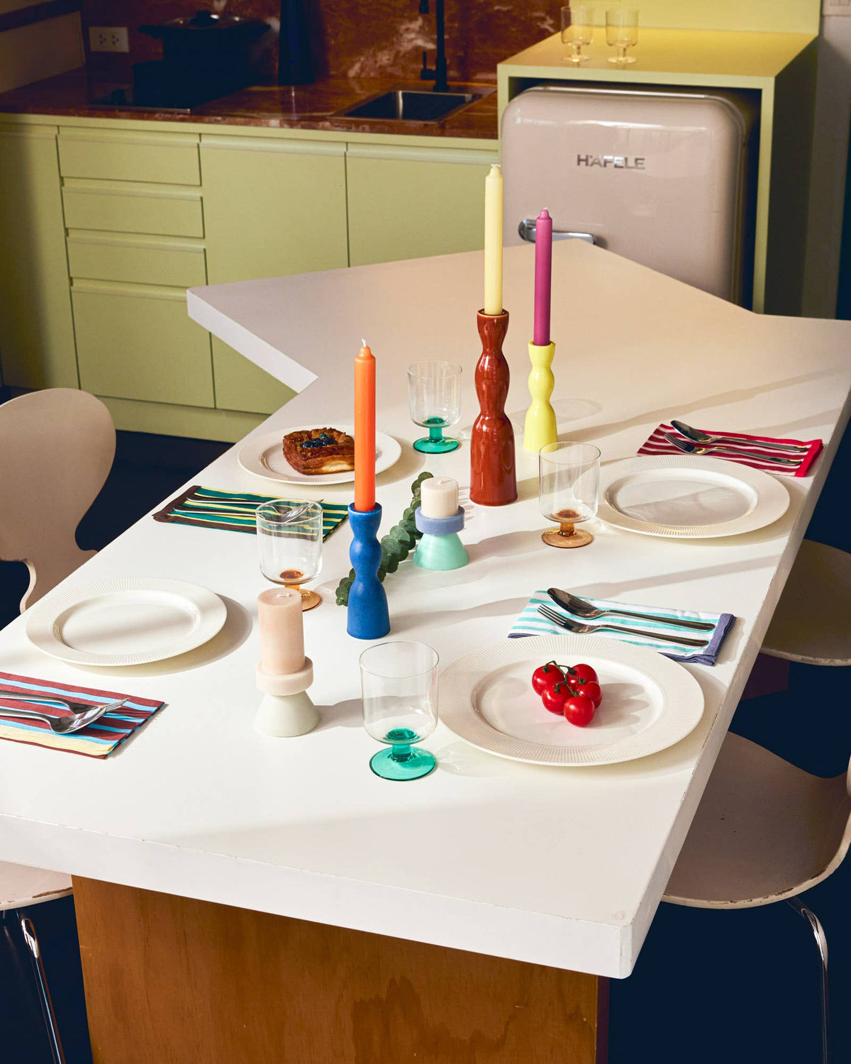 Block Stripe Napkins - Aubergine/Mauve