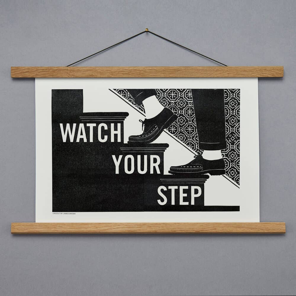 Step Linocut Print