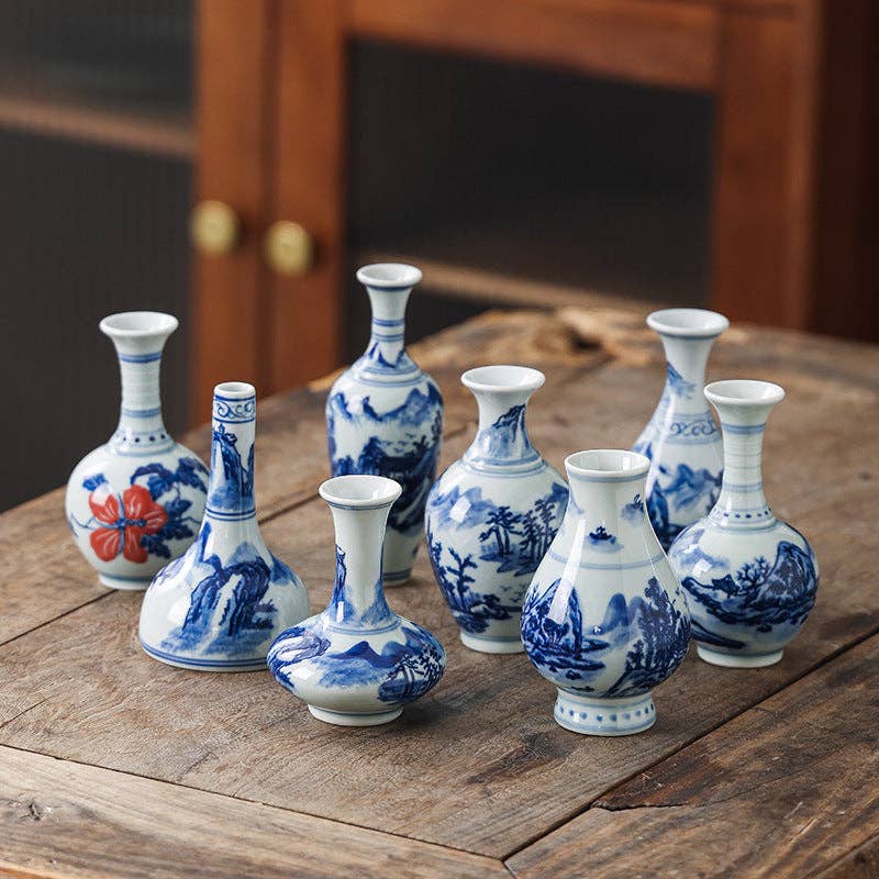 Hand-painted Blue & White Bud Vase