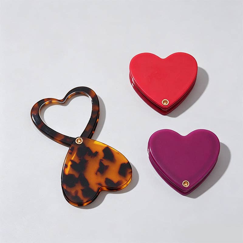 Heart Shaped Acetate Mirror - Tortoiseshell