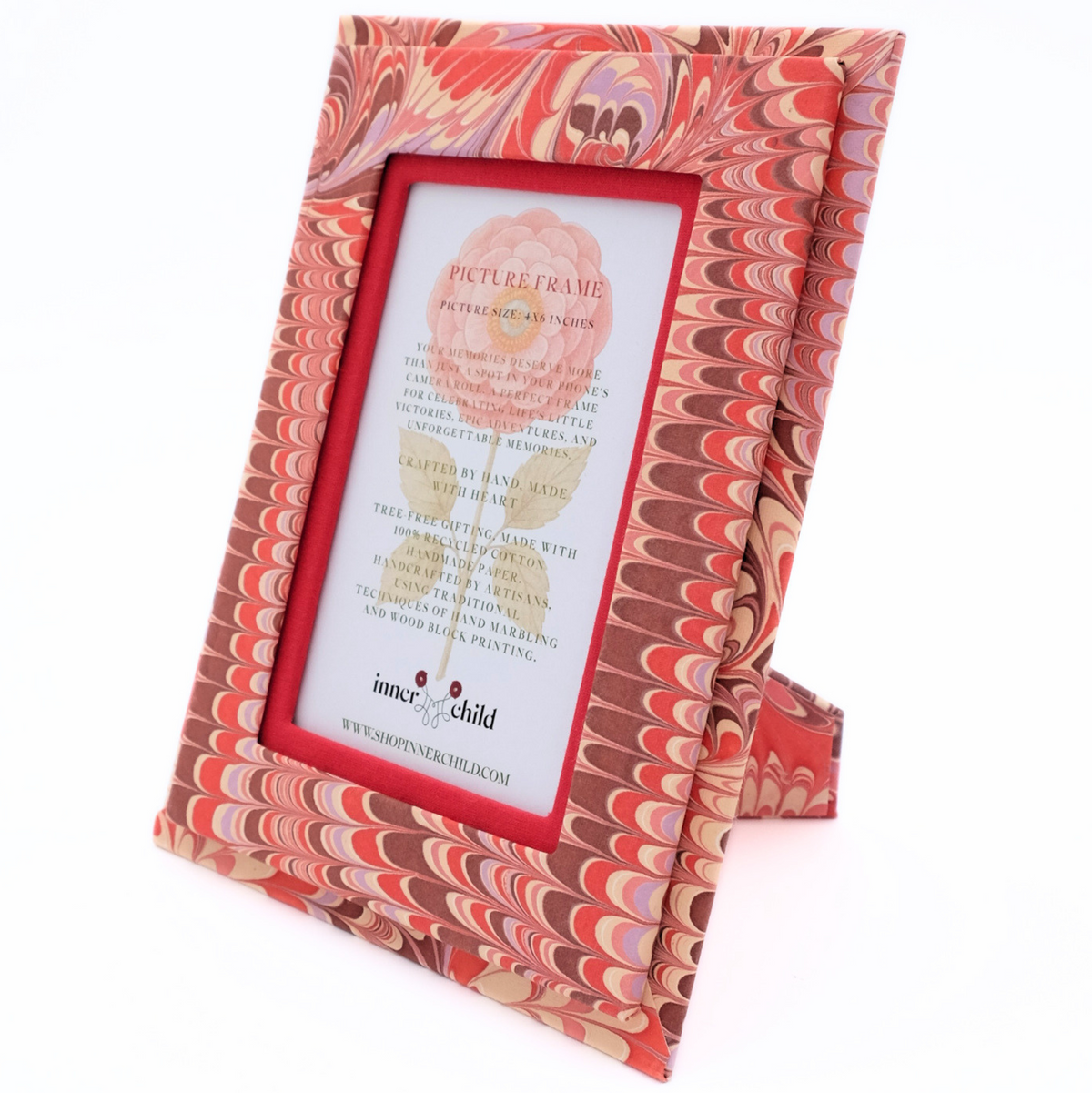 Hand-Marbled Picture Frame - Florentine Pink