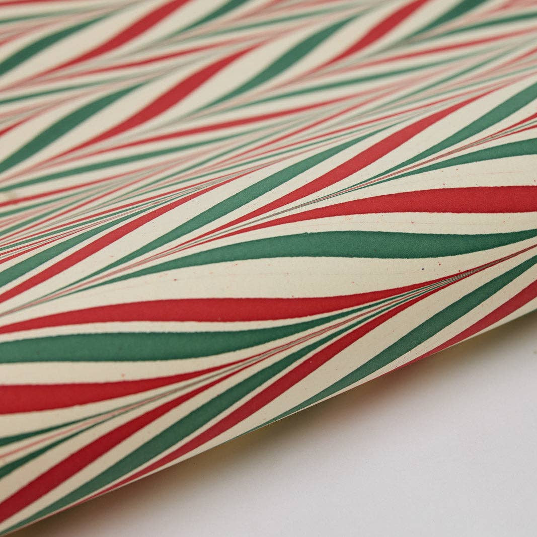 Hand Marbled Wrapping Paper - Candy Stripes Jolly