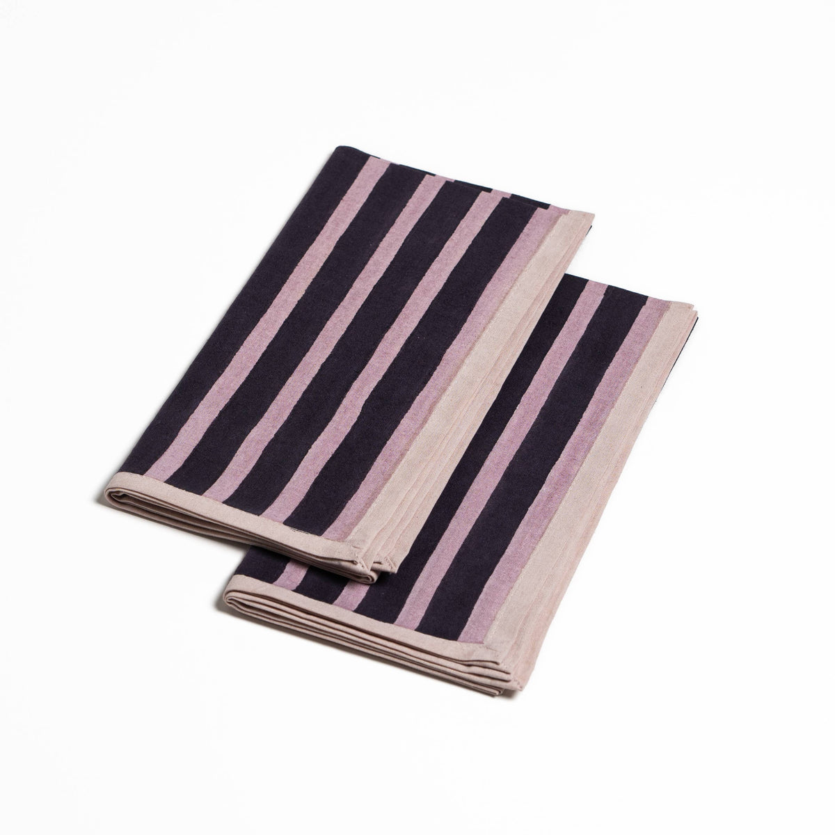 Block Stripe Napkins - Aubergine/Mauve
