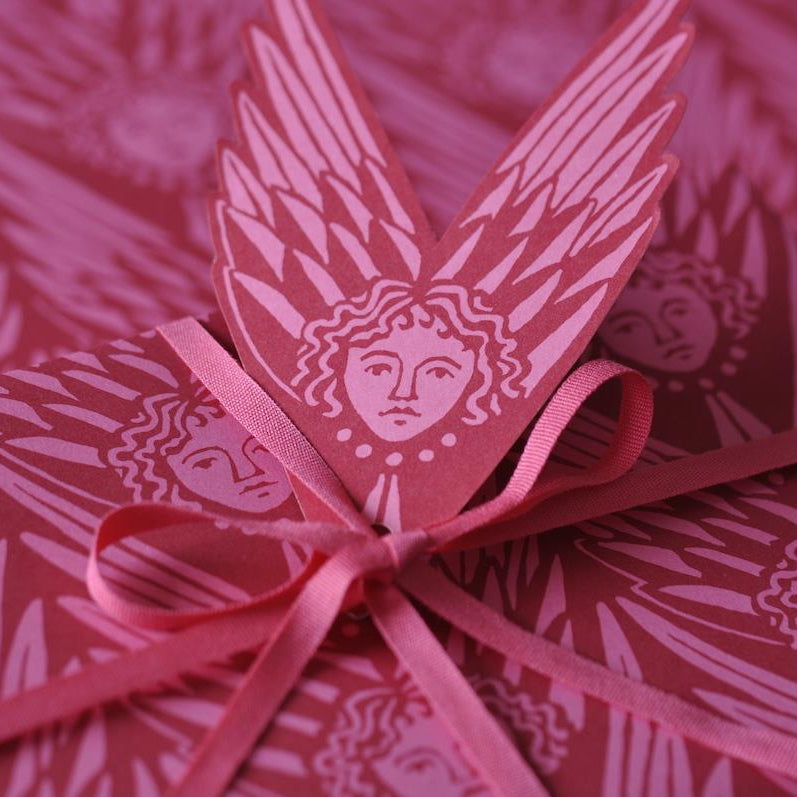 5 Fancy Suffolk Angels Gift Tags - Plum Pudding