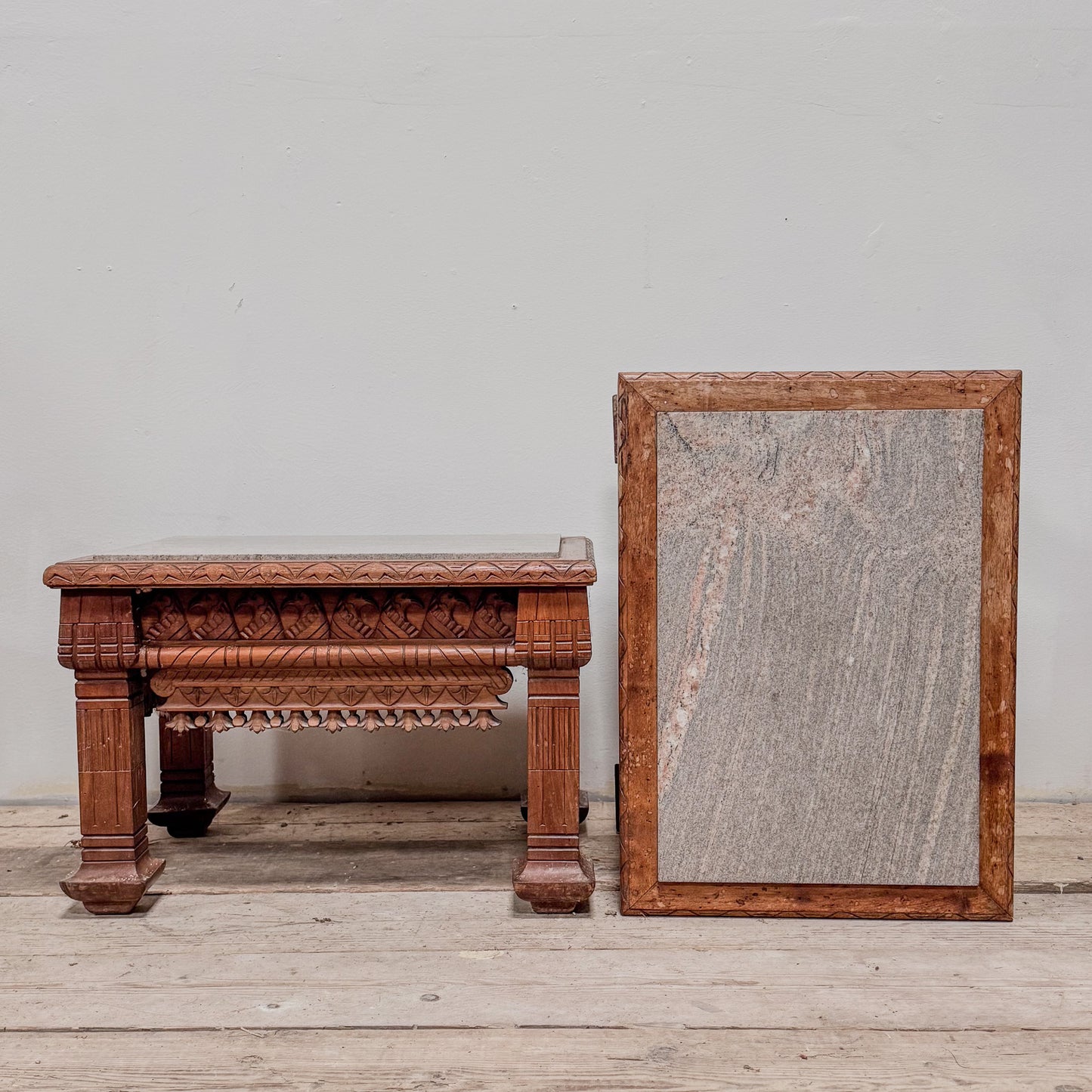A Pair of Mid 20th Century Indian Granite Top Side Tables