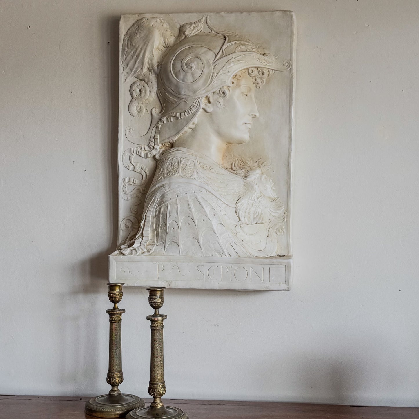An Early 20th Century Plaster Relief of of Roman General Scipio Africanus after the original by Andrea del Verrocchio circa 1475