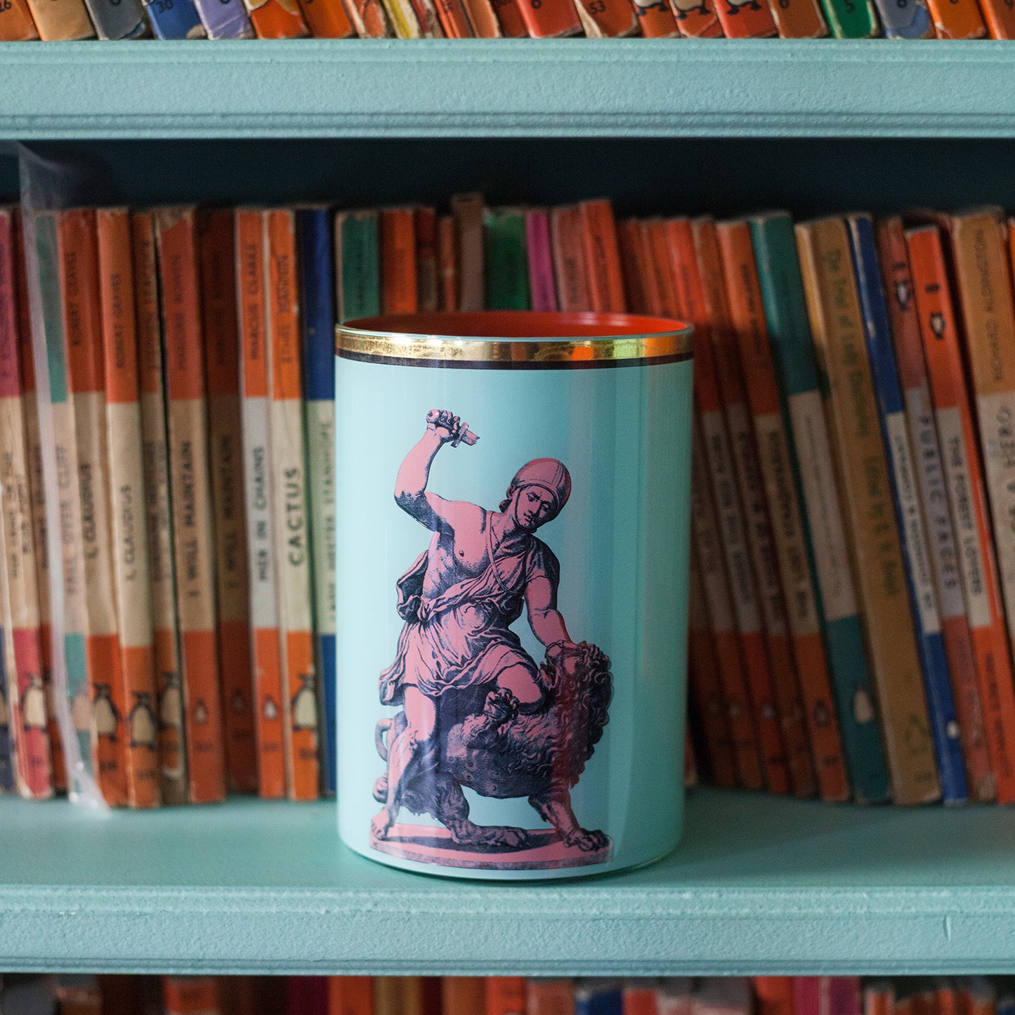 Roman Soldier & Lion Brush Pot