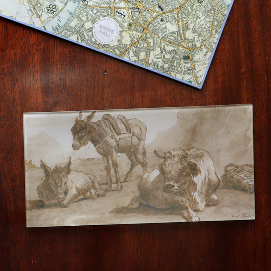 6" x 12" A Bull With Two Donkeys Decoupage Tray