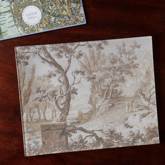 8" x 10" Arcadian Landscape With Figures Decoupage Tray