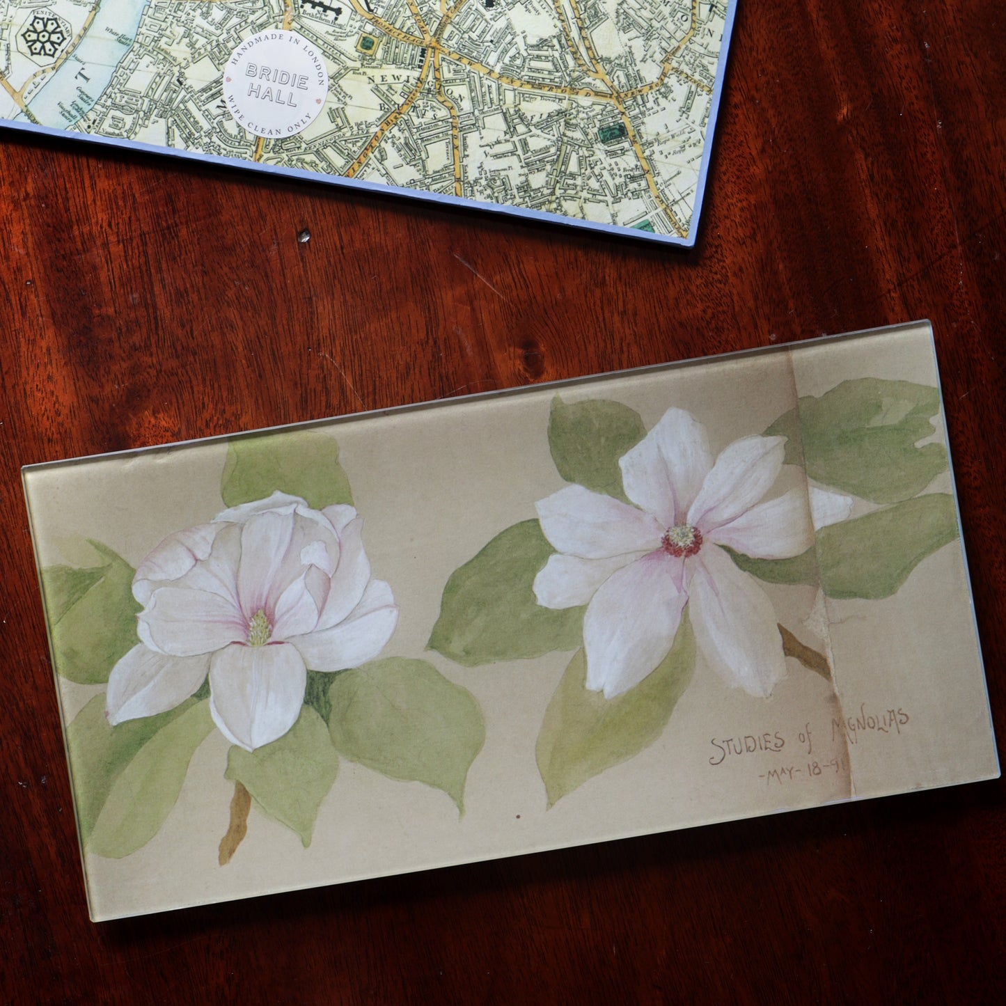 6" x 12" Study of Magnolias Decoupage Tray