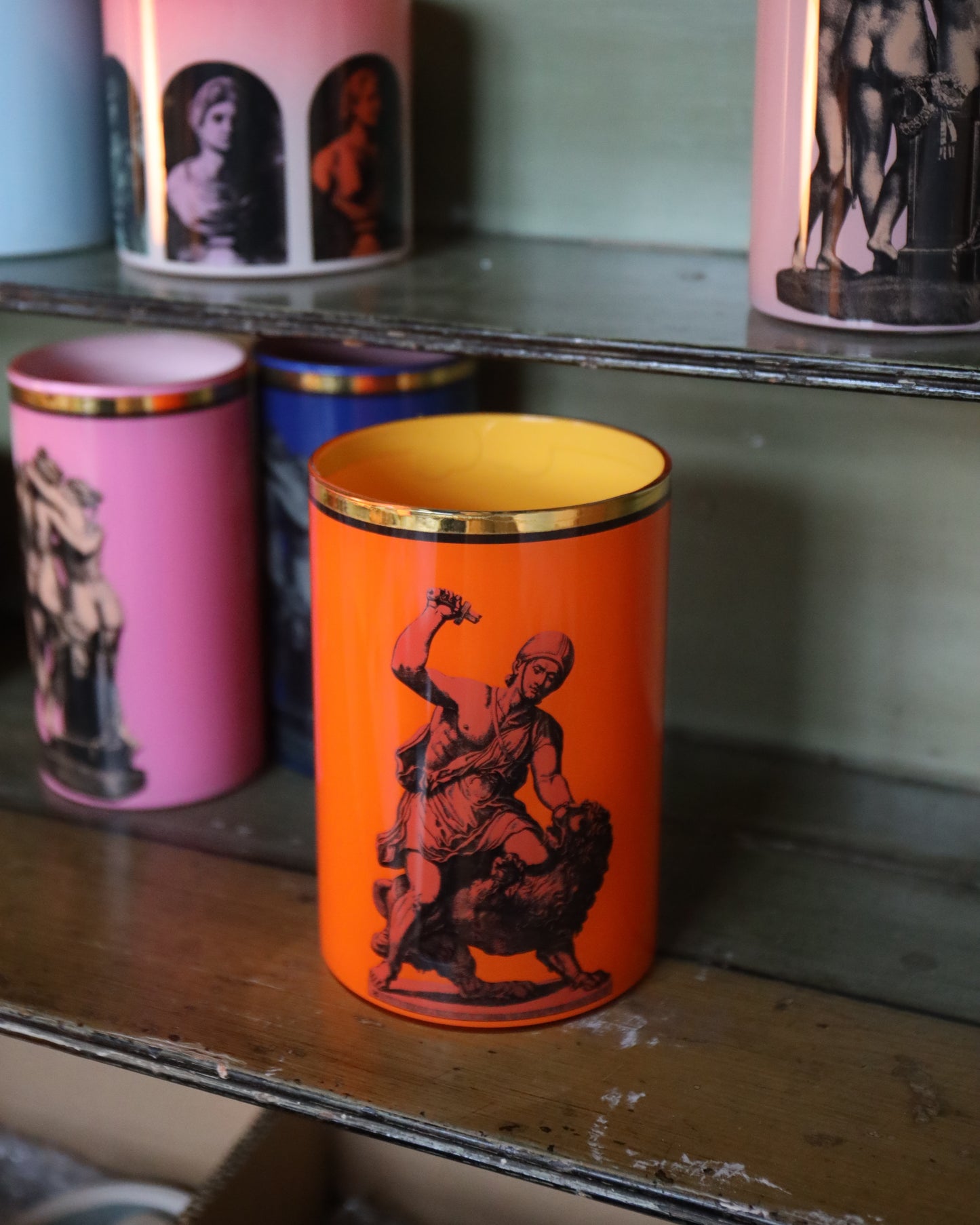 Roman Soldier & Lion Brush Pot