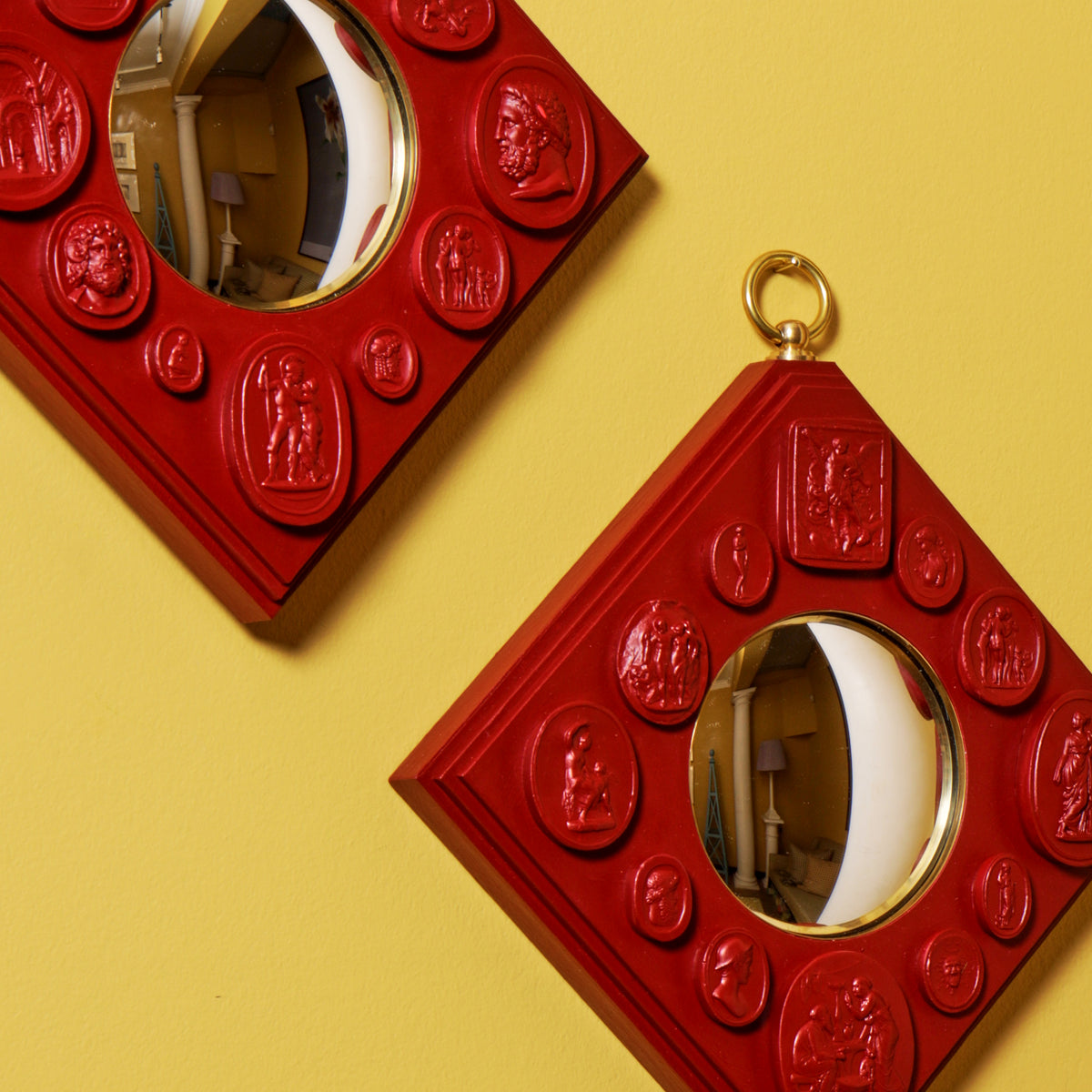 Diamond Mirror with Intaglios - Claret