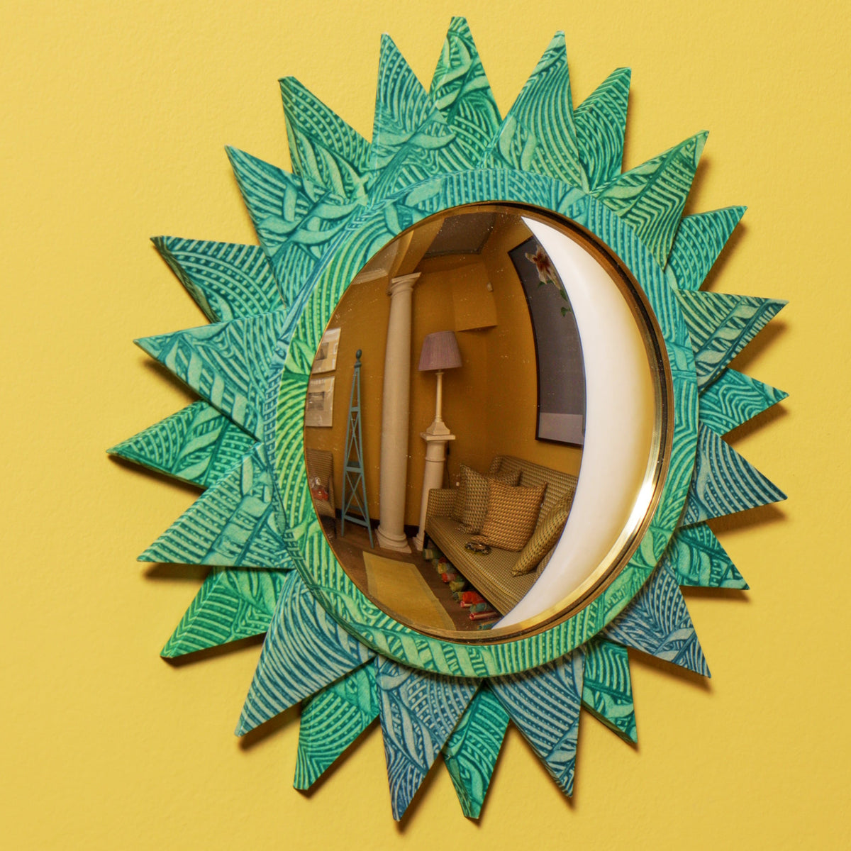 Large 24-Point Star Mirror - Green Paste Paper