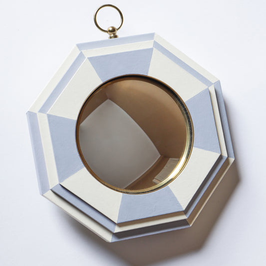 Small Octagonal Mirror - Hand-Painted Lilac & Warm White