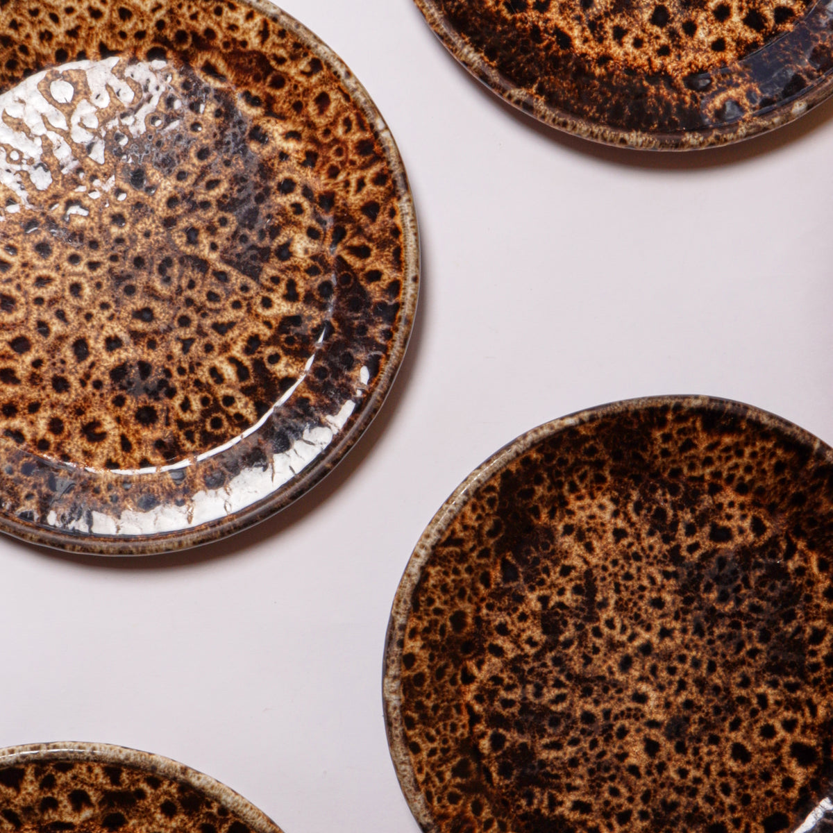 Vintage 1970's Foster's Pottery Honeycomb Drip Glaze Dinner Plate