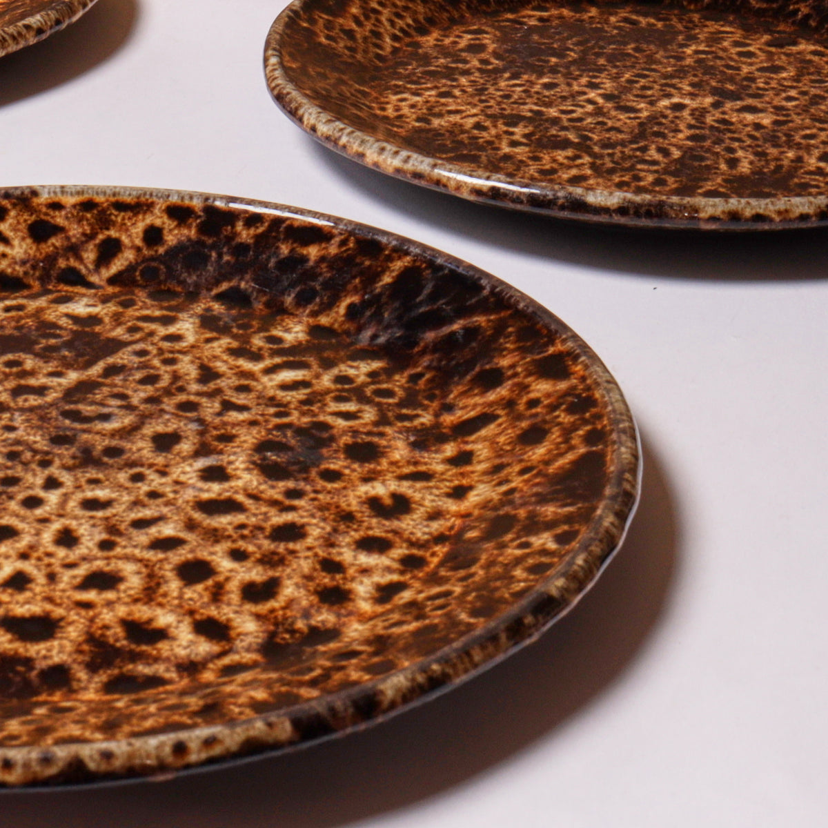Vintage 1970's Foster's Pottery Honeycomb Drip Glaze Dinner Plate