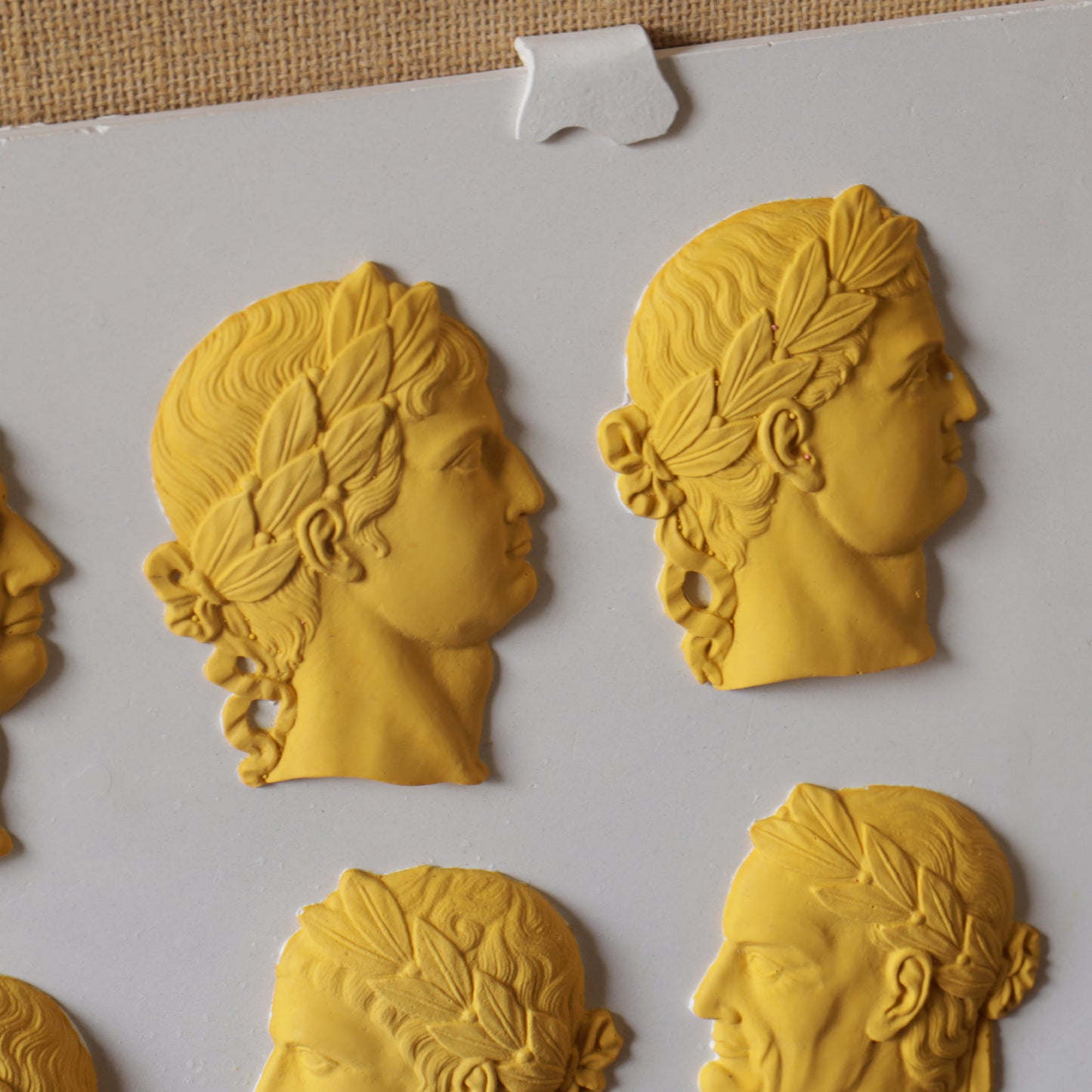 Roman Emperors Plaster Cast Plaque in Yellow, after a 19th Century Original