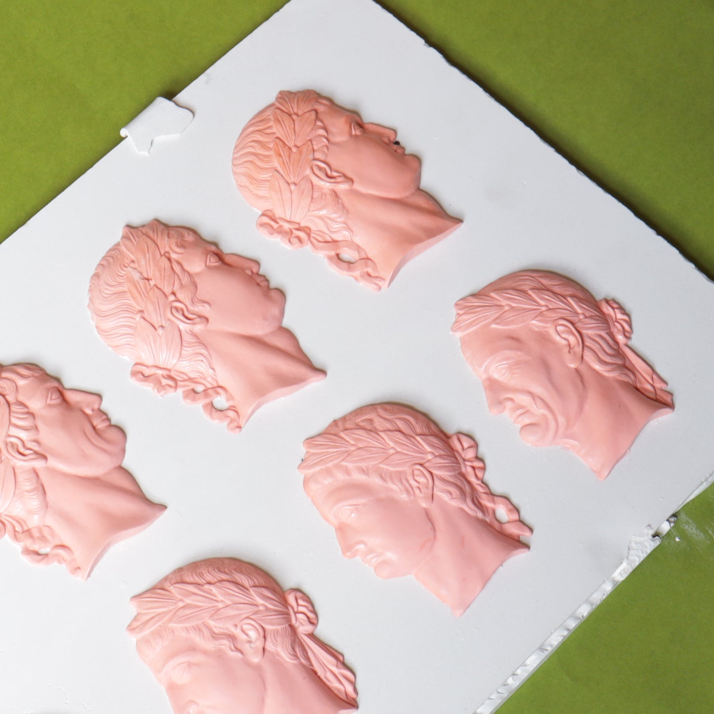 Roman Emperors Plaster Cast Plaque in Pale Pink, after a 19th Century Original