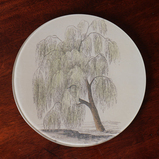 7" Round Willow Tree Decoupage Tray