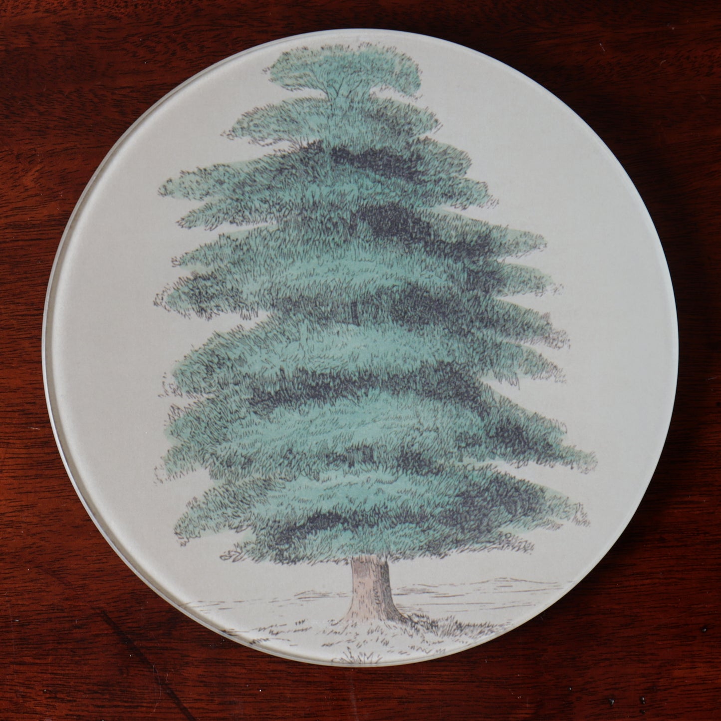 7" Round Algum Tree Decoupage Tray