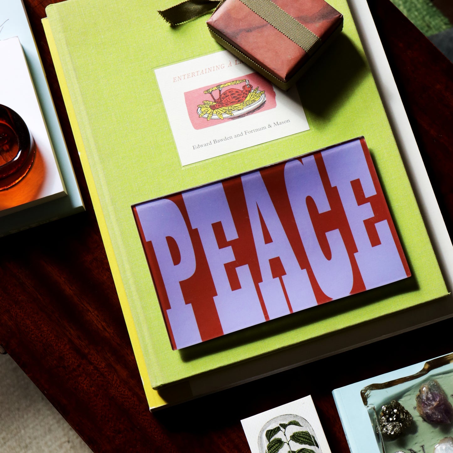 5" x 8" Peace Decoupage Tray - Bright Green & Yellow