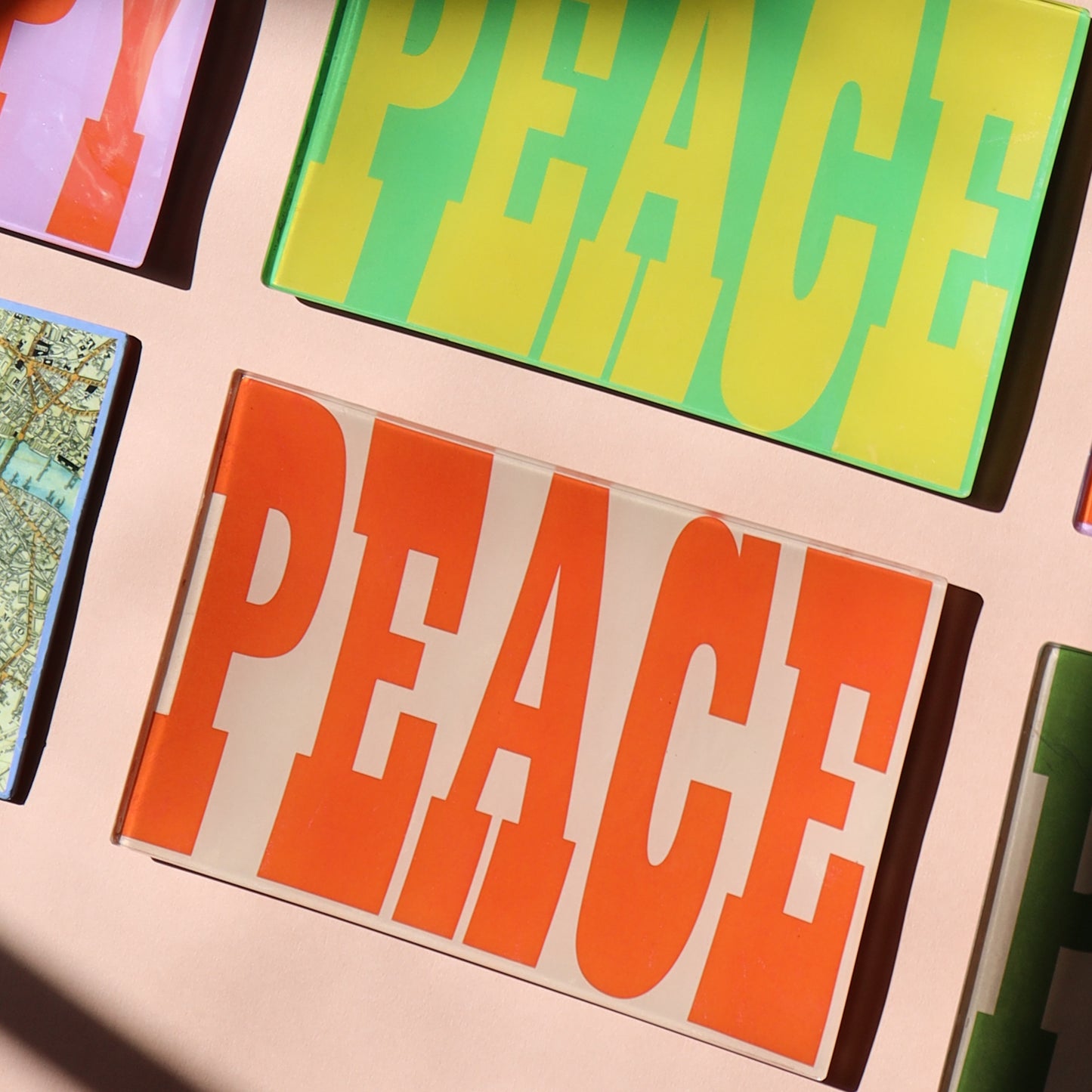 5" x 8" Peace Decoupage Tray - Bright Green & Yellow