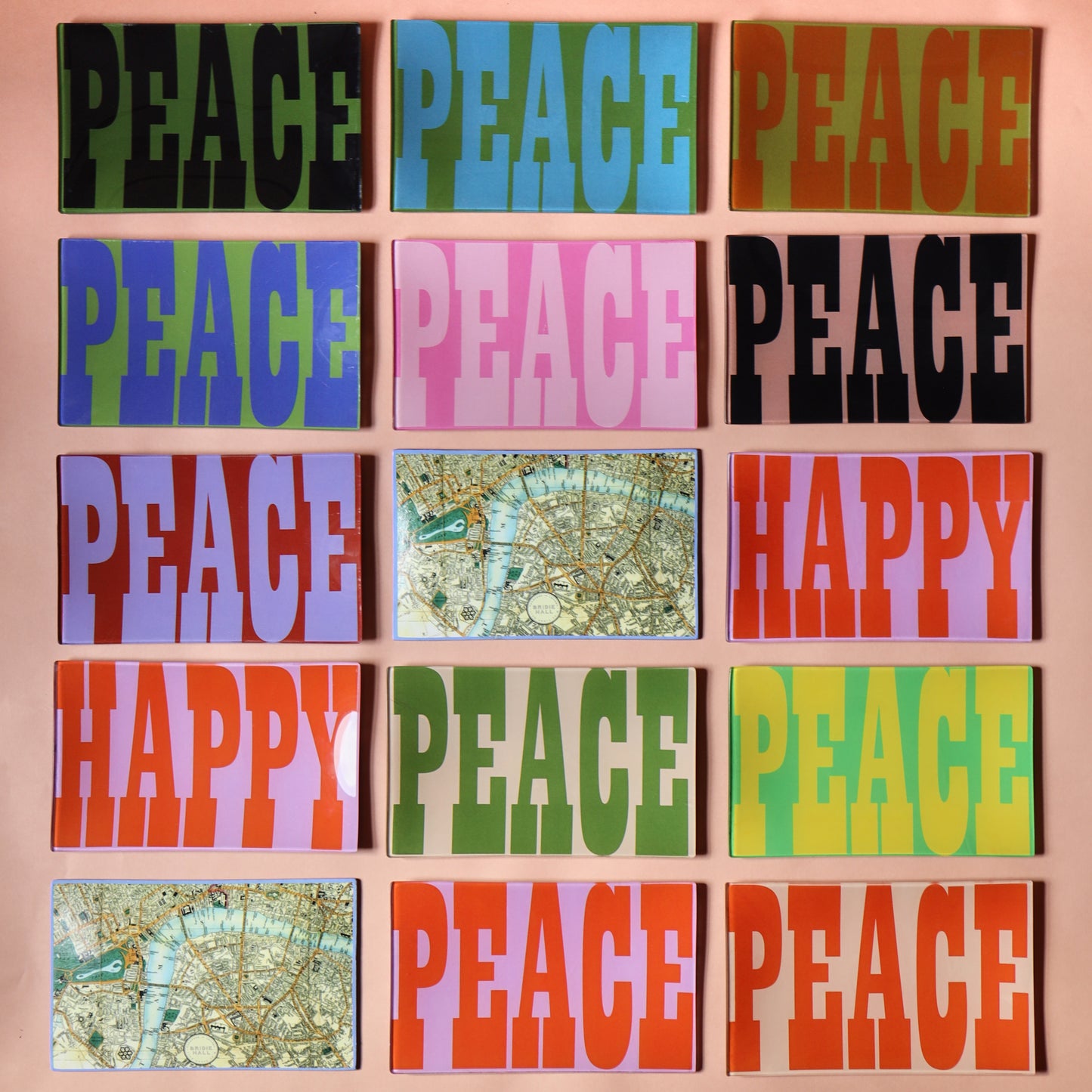5" x 8" Peace Decoupage Tray - Bright Green & Yellow