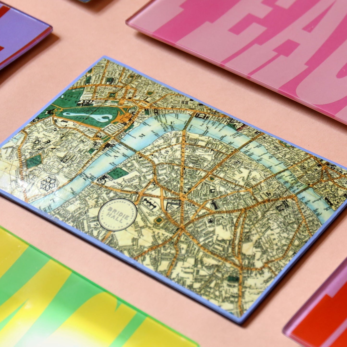 5" x 8" Peace Decoupage Tray - Bright Green & Yellow