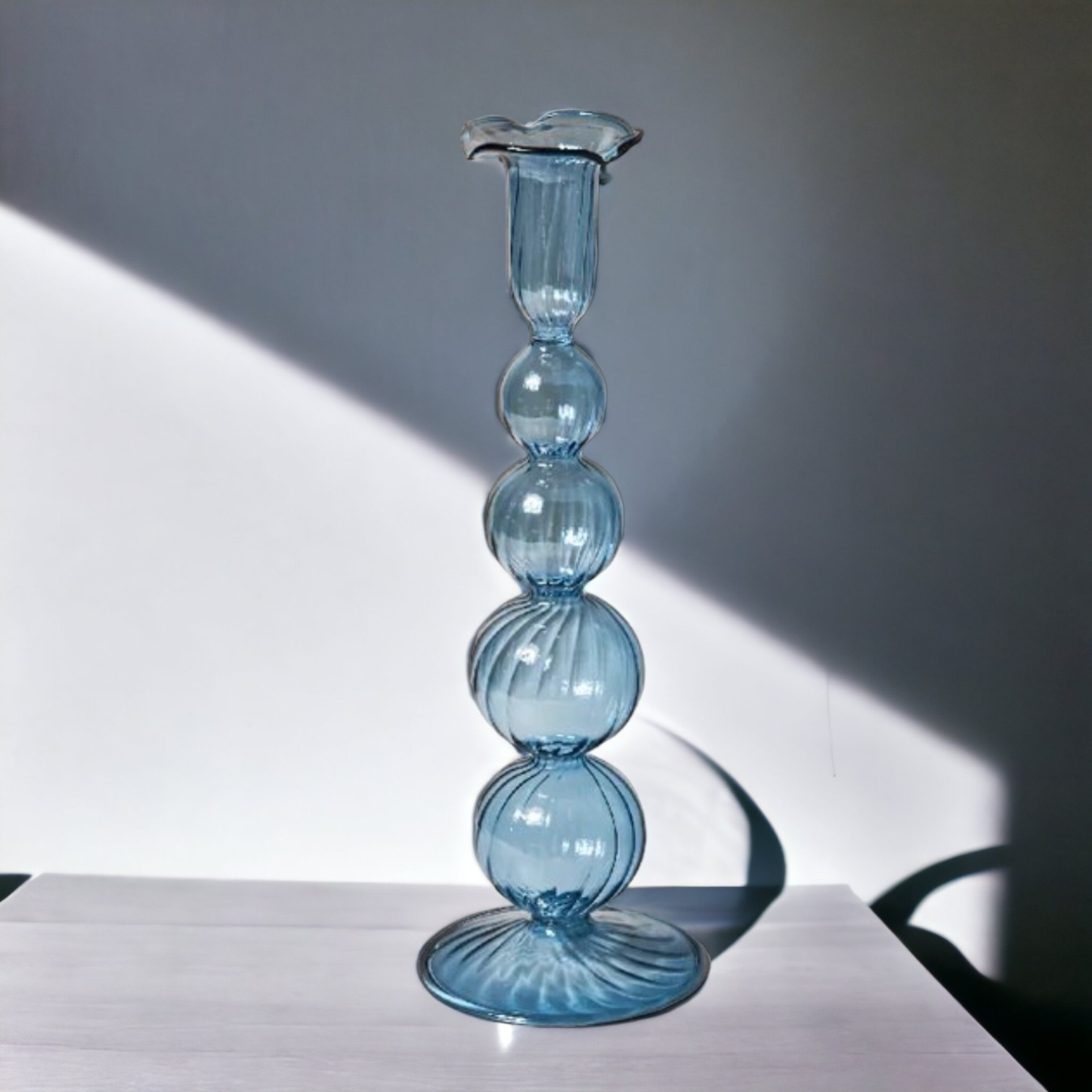 Glass Candlestick: Blue