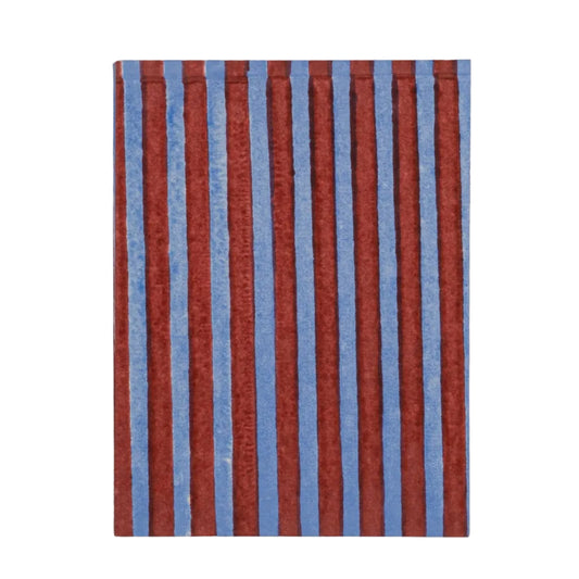 A5 Block Print Notebook - Red & Blue Stripes