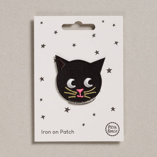 Embroidered Cat Face Iron-On Patch