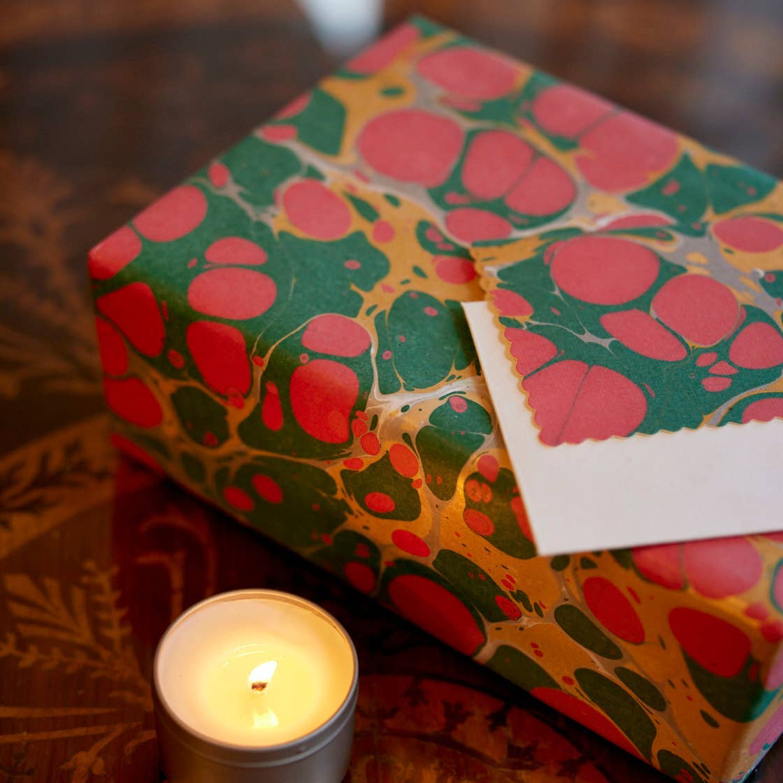 Hand Marbled Wrapping Paper - Stone Festive Mix