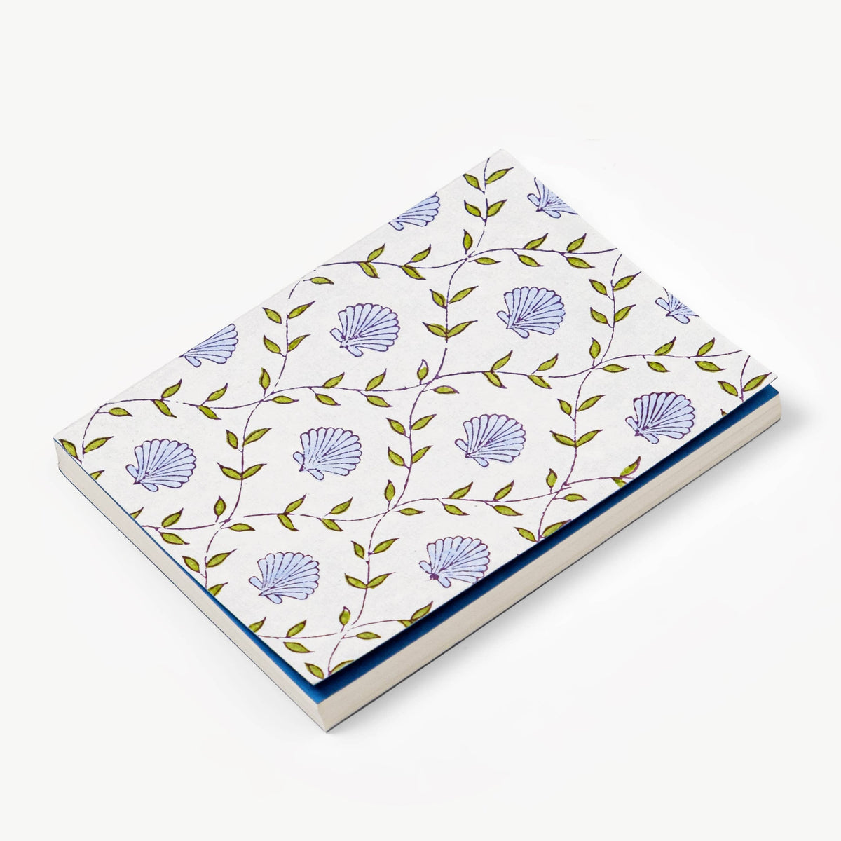 Seashell A5 Block Print Notebook - Blue Seashell