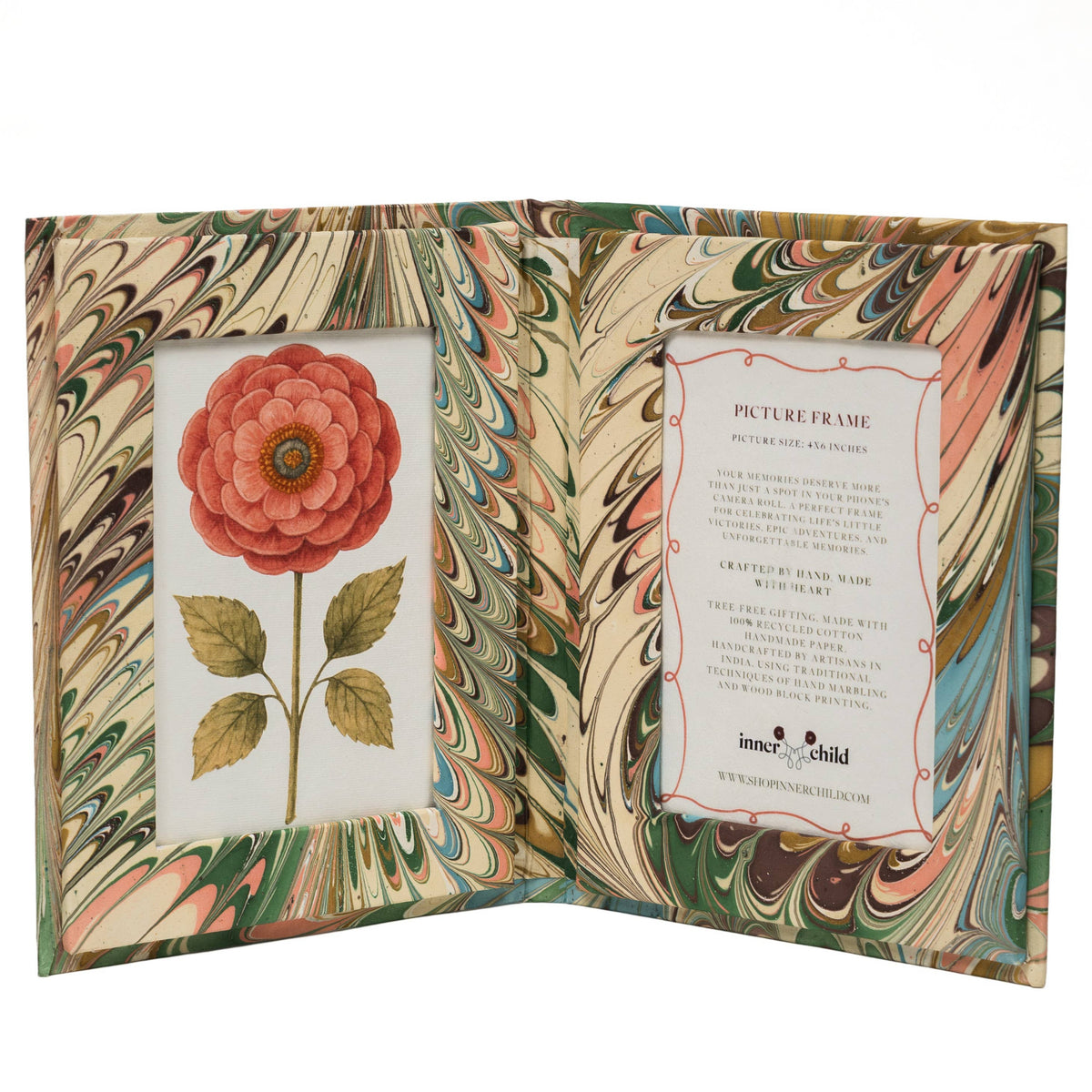 Hand-Marbled Folding Picture Frame - Flatiron Feathers